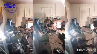 two African Men Tag Team Camgirl cougar Hoe Spitroast Train Movie Shoot