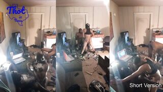 two African Men Tag Team Camgirl cougar Hoe Spitroast Train Movie Shoot