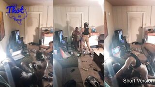 two African Men Tag Team Camgirl cougar Hoe Spitroast Train Movie Shoot