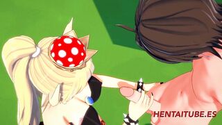 Mario Bross Cartoon 3D Bowsette jerkoff & Head multi orgasm