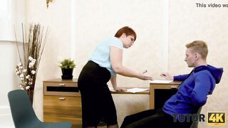 TUTOR4K. Instead of studying algebra boy has sex with red-haired