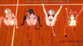 Furry Yiff Cartoon 3D- Sex Party Furry. four Furry Girls with
