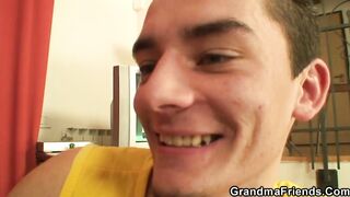 2 dudes have fun with long boobies older fatty