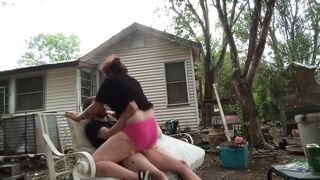 Rides my Long Cock outdoor till i Cum in her