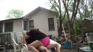Rides my Long Cock outdoor till i Cum in her