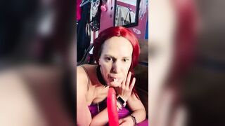 Little miss Ride Hood Plugged up and Cocking 7in Penis