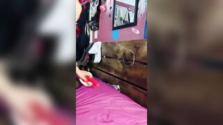 Little miss Ride Hood Plugged up and Cocking 7in Penis