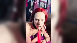 Little miss Ride Hood Plugged up and Cocking 7in Penis
