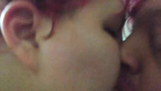 Short Pink Haired BBW Blows Penis of Amputee then Squirts all over