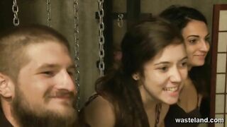 Punk Bohemian Audience Watches Fishnet Clad slave used
