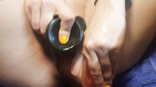Fist and two Toys inside my Gaping Vagina make me Squirt