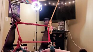 sexy Red Head Hogtied into Rope Bdsm Panel Gagged Boned by Fucked Machine