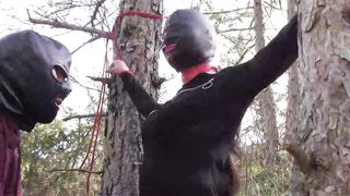 The Throater 2021: Submissive Masked Hoe Tied Outdoors Deeply into Heels and
