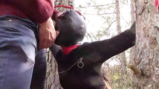 The Throater 2021: Submissive Masked Hoe Tied Outdoors Deeply into Heels and