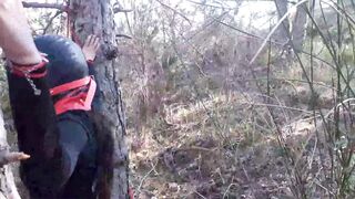 The Throater 2021: Submissive Masked Hoe Tied Outdoors Deeply into Heels and