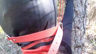 The Throater 2021: Submissive Masked Hoe Tied Outdoors Deeply into Heels and