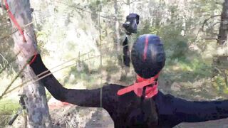The Throater 2021: Submissive Masked Hoe Tied Outdoors Deeply into Heels and