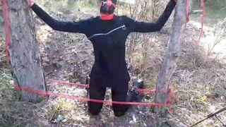 The Throater 2021: Submissive Masked Hoe Tied Outdoors Deeply into Heels and