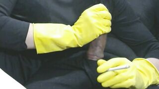 Smoking Ex-Wife inside Yellow Latex Gloves Drives me Kinky three