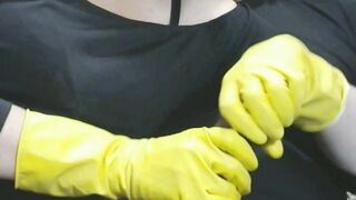 Smoking Ex-Wife inside Yellow Latex Gloves Drives me Kinky three