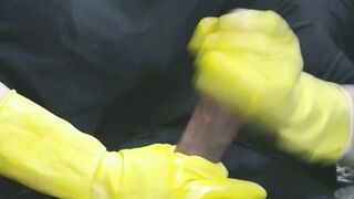Smoking Ex-Wife inside Yellow Latex Gloves Drives me Kinky three