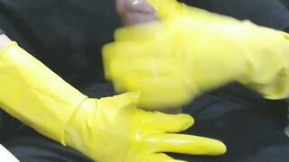 Smoking Ex-Wife inside Yellow Latex Gloves Drives me Kinky three