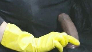 Smoking Ex-Wife inside Yellow Latex Gloves Drives me Kinky three