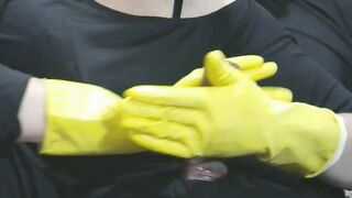 Smoking Ex-Wife inside Yellow Latex Gloves Drives me Kinky three