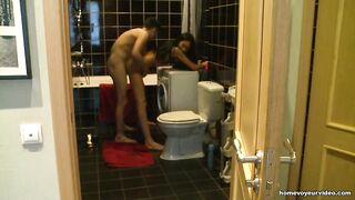 Amateur chick blows and fucks rod into bathroom ( Ydevi.com