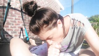 4K pov head & Cumming on her Hair Outdoor