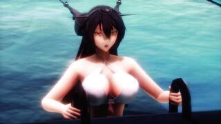 【hentai MMD】Beautiful Bombshell bimbos Standing Ahegao Sex by the Pool / Kancolle