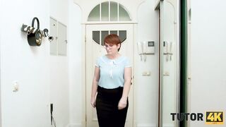 TUTOR4K. Old red head dragged inside rough sex with impudent disciple