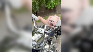 cougar enjoying herself on Hubby’s Harley