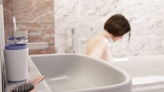 Dark Hair milf Fucks into the Wc
