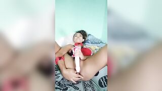 A Maid made herself Squirt with a Sex Toy while Waiting for her