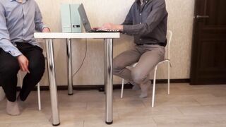 The Boss is Fucking the Secretary next to her Cuckold Hubby //