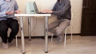 The Boss is Fucking the Secretary next to her Cuckold Hubby //