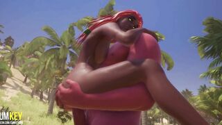 Black Gets her Cunt Attacked! Three-Way Banged! | 3D Porn Wild Life