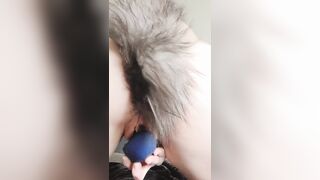 1st Time with ANAL FOX TAIL LONG TWAT PULSE ORGASM