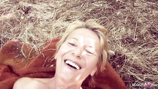 71yr mature Old Lady Elisa Seduce to Outdoors Sex by Young