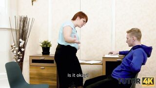 TUTOR4K. Irresistible tutor forgets about lesson and copulates with college girl