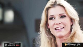 Blonde mom Gets Tempted By Turned On Lesbo Duo