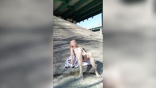 Ruby Masterbates under Bridge on Side of Interstate