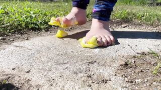 BBW cougar Steps all over Marshmallow Peeps Making a Sticky Mess