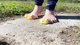 BBW cougar Steps all over Marshmallow Peeps Making a Sticky Mess