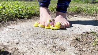 BBW cougar Steps all over Marshmallow Peeps Making a Sticky Mess