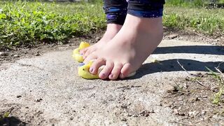 BBW cougar Steps all over Marshmallow Peeps Making a Sticky Mess