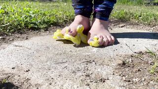 BBW cougar Steps all over Marshmallow Peeps Making a Sticky Mess