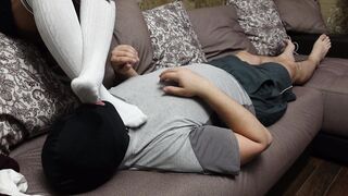 Sub Kiss Foot College Girl Girlfriend Femdome Pantyhose White Knee Socks Feet Bondage