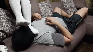Sub Kiss Foot College Girl Girlfriend Femdome Pantyhose White Knee Socks Feet Bondage